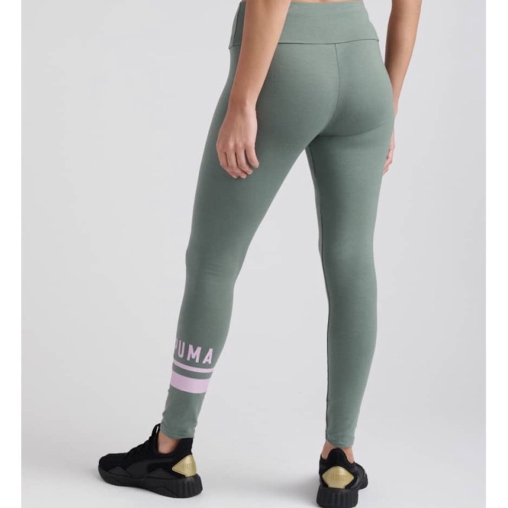PUMA Logo Leggings in Olive Army Green NWT - Picture 2 of 13
